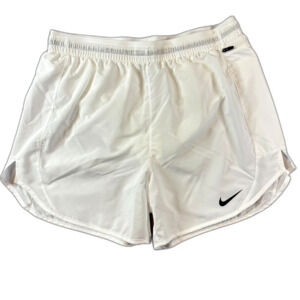 Nike White Athletic Women's Shorts with Black Swoosh